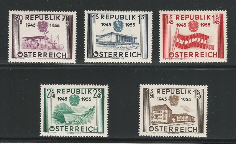 Austria, 1955, Scott #599-603, mint, hinged, Complete Set of 5,  V.F.