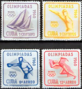 CUBA 1960  Sc# 645-646 C212-C213 ROME OLYMPIC GAMES Set (4) MNH