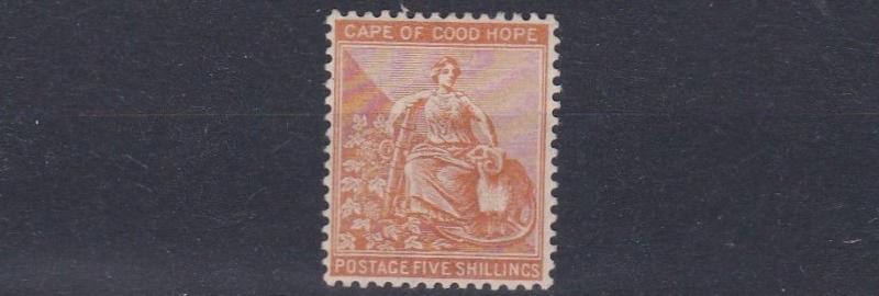 CAPE OF GOOD HOPE  1893 - 98       S G 68      5/-  BROWN ORANGE LMH   CAT £150