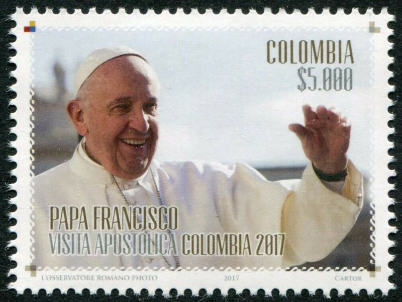 HERRICKSTAMP NEW ISSUES COLOMBIA Sc.# 1461 Pope Francis Visit 2017