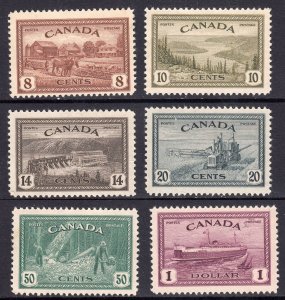 1946-47 CANADA KGVI PEACE RE-CONVERSION (SG#401-406) MH VF