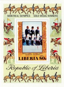 Liberia 1976 Sc C217 Montreal Summer Olympics Souvenir Sheet S/S M/S MNH Horses