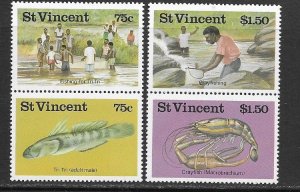 St. Vincent 984-7 MNH Fish set cpl. x 10 sets , vf. 2022 CV $ 33.50