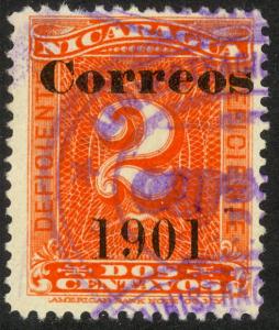 NICARAGUA 1901 2c Numeral Issue Sc 138 VFU