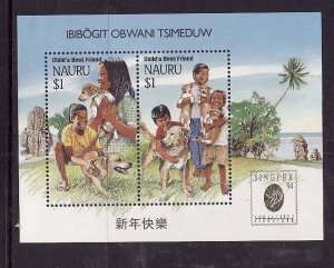 Nauru-Sc#409d-Unused NH sheet-Child's Best Friend-Dogs-Singpex '94-...