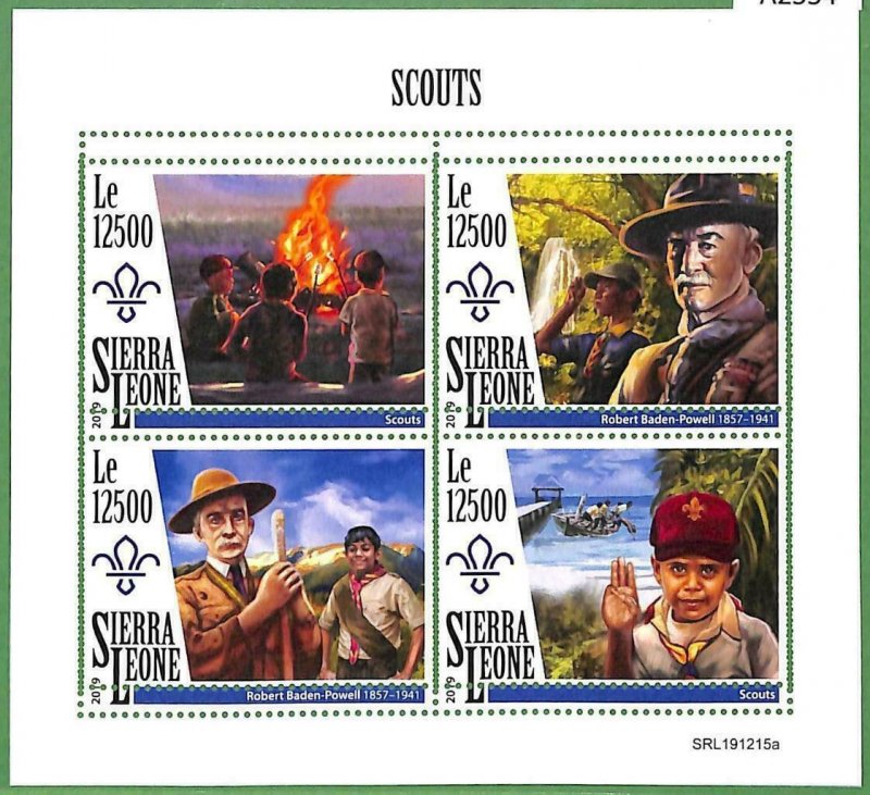 A2554 - SIERRA LEONE - ERROR: MISPERF, Miniature s -2019 Boy Scouts, Baden-Powell-