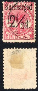 Samoa SG86 2 1/2d on 1/- Dull rose-carmine Fine used Cat 13 pounds