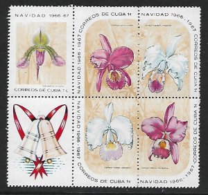 Cuba # 1183a - Orchids & Christmas Bell - Block - MNH.....{Z31}