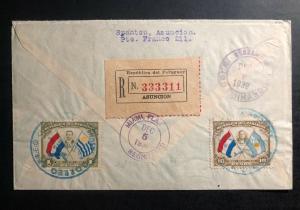 1939 Asuncion Paraguay Airmail Registered Cover to Rock Hill CT USA