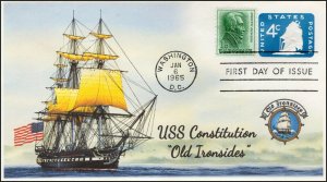 AO-U549-2,1965, Old Ironsides, First Day Cover, Add-on Cachet, USS Constitution,
