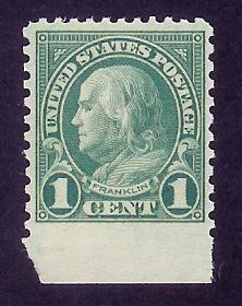 US #578 1¢ FRANKLIN, GREEN, MogNH