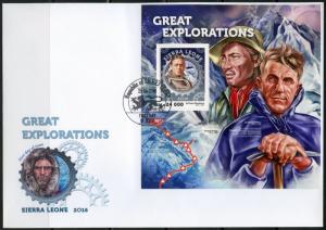 SIERRA LEONE 2016 GREAT EXPLORATIONS SHACKLETON NORGAY & HILLARY  S/S FDC