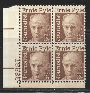 #1398 16c Pyle Lower Left Plate Block #32887 F VF NH - DCV=$2.50