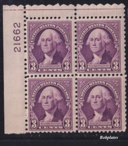 BOBPLATES US #720 Washington Upper Left Plate Block 21662 F-VF H SCV=$1.75 *