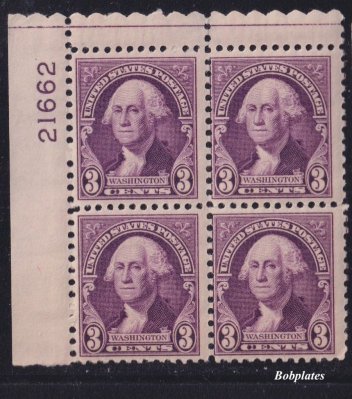 BOBPLATES US #720 Washington Upper Left Plate Block 21662 F-VF H SCV=$1.75 *