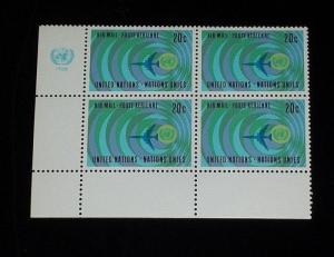 U.N. 1968, NEW YORK #C13, AIRMAIL ISSUE, MNH, INSC. BLK/4, NICE! LQQK!