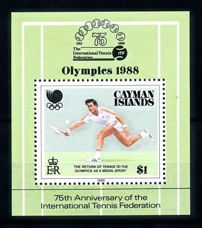 [92190] Cayman Islands 1988 Olympic Games Seoul Tennis Sheet MNH