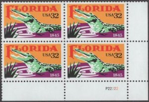1995 Florida Statehood Plate Block of 4 32c Postage Stamps, Sc# 2950, MNH, OG