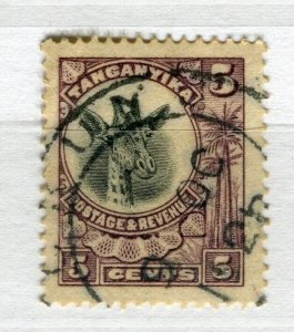 TANGANYIKA; 1922 early Giraffe issue used Shade of 5c. value, fair Postmark