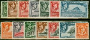 Gibraltar 1938-51 set of 14 SG121-131 Fine Mtd Mint 