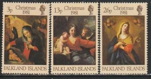 1981 Falkland Islands - Sc 331-3- - MNH VF - 3 single - Christmas