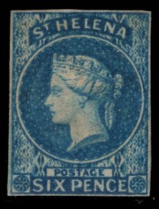 MOMEN: ST HELENA SG #1 IMPERF 1856 MINT OG H £550 LOT #69137*