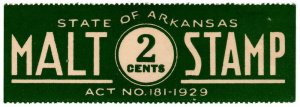 (I.B) US Revenue : Malt Stamp 2c (Arkansas)