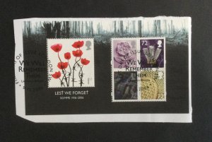 GB 2006.MS2685. Lest We Forget.  Somme Battle. Used mini-sheet ex FDC on paper.