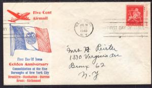 US C38 Five Boroughs Sanders Typed FDC