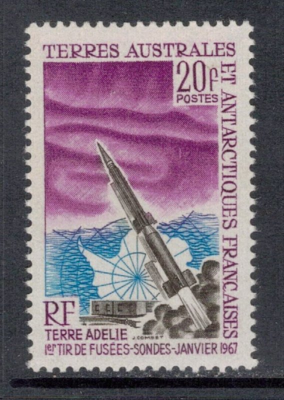 FRENCH ANTARCTIC 1967 Rocket Launch; Scott 29, Yvert 23; MNH