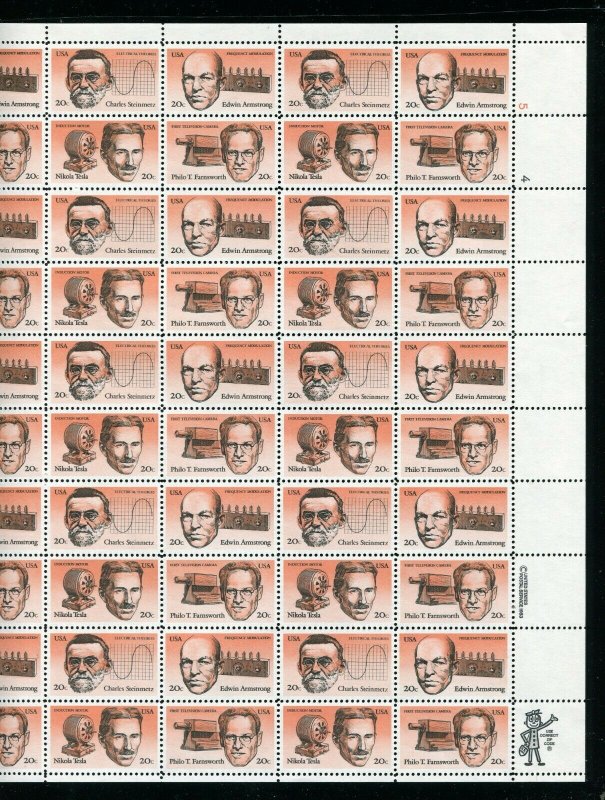 Scott #2055 - 2058 American Inventors 20¢ Sheet of 50 Stamps MNH 1983 