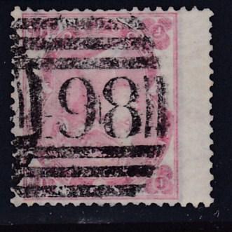 Great Britain 1862 QV 3d pale rose Numeral Cancel Wing Margin Stamp VF/(o)