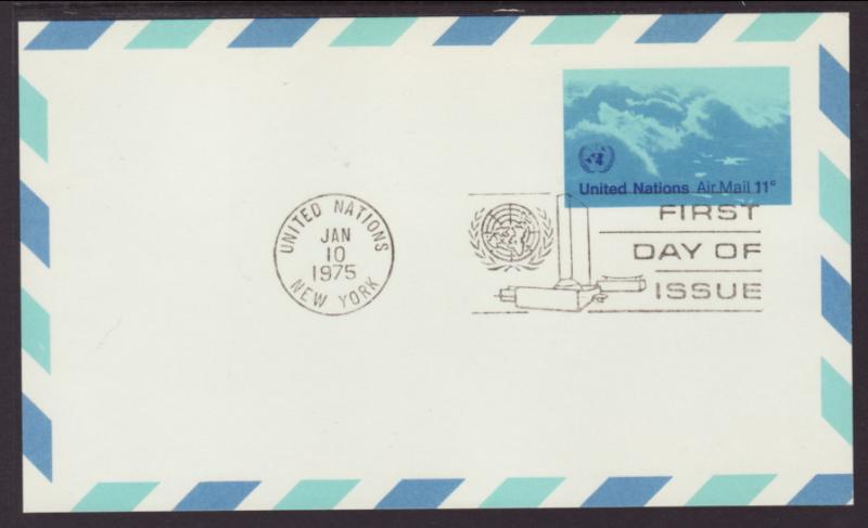 UN New York UXC10 Airmail Postal Card U/A FDC VF