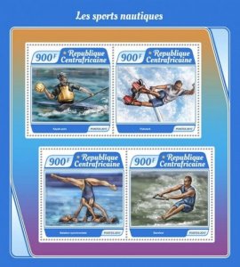 Central Africa - 2017 Water Sports - 4 Stamp Sheet - CA17513a