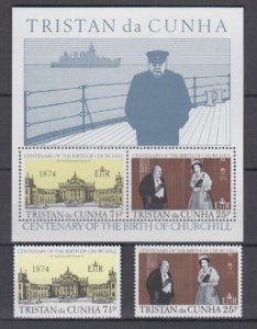10. Tristan da Cunha 1974 Birth of Winston Spencer Churchill Minisheet + Stamps