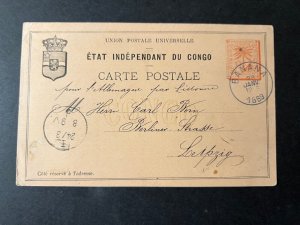 1889 Independent State of the Congo Postcard Cover Banana to Leipzig Germany