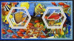 CHAD - 2014 - Fish - Perf 2v Sheet #1 - M N H - Private Issue