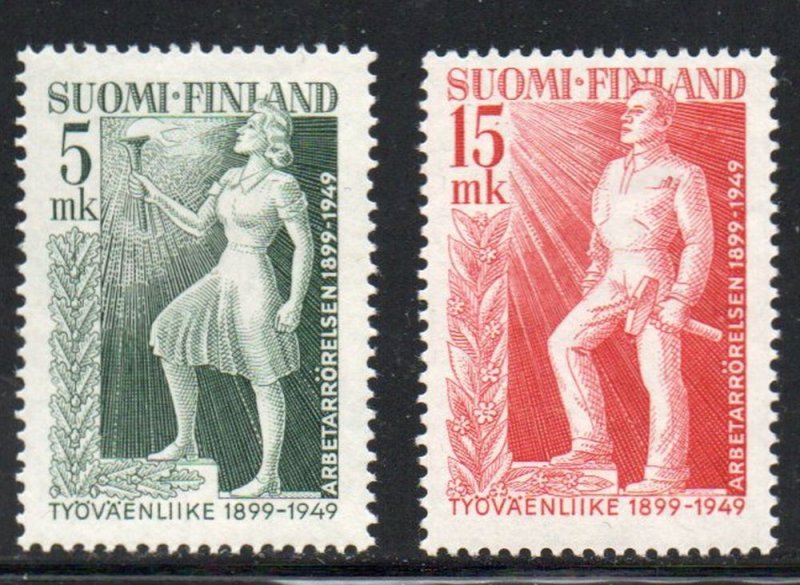 Finland Sc 283-84 1949 Labour Movement stamp set mint NH