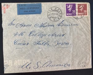 1941 Ostre Halsen Norway Airmail Censored Cover To Cedar Falls IA USA