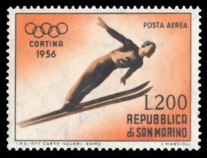 San Marino #C95 Cat$35, 1955 200L Ski Jumper, never hinged