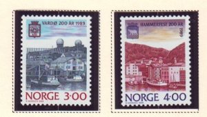 Norway Sc 938-939 1989 Towns 200 th Anniversarys stamp set mint NH