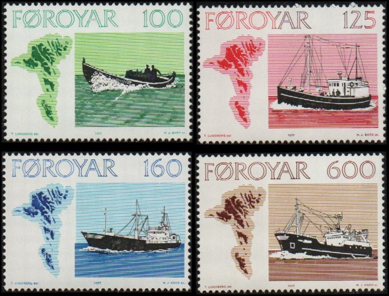 Faroe Islands 24-27 - Mint-NH - Fishing Boats (Cpl) (1977) (cv $8.65)