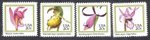 United States #2076-79 20¢ Orchids (1984). Four singles. MNH