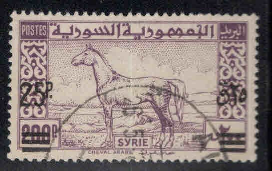 Syria Scott 347 Used Arabian Stallion surcharged stamp