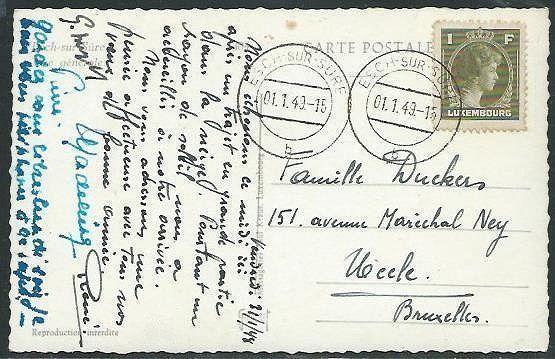 LUXEMBOURG 1949 postcard ESCH-SUR-SURE cds.................................38554