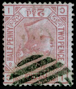 SG141Wi, 2½d rosy mauve plate 8, USED. Cat £225. WMK INV. CI 