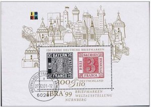 Germany 1999,Sc.#B849 used, Stamps Bavaria N° 1 and Saxony N°1