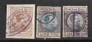 KINGDOM ITALY REVENUE TAX FISCAL STAMPS ,  c.1910s ,  KING VE III,  USED