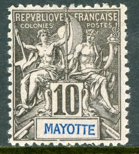 French Colony 1892 Mayotte 10¢ Black Scott #5 Mint O568 ⭐⭐⭐⭐