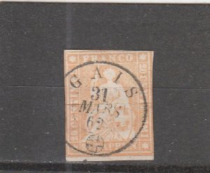 Switzerland  Scott#  39  Used  (1858 Helvetia)